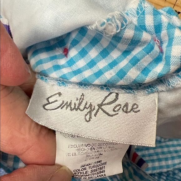 Emily Rose blue and white searsucker gingham cupcake appliqué Birthday dress - Picture 8 of 10